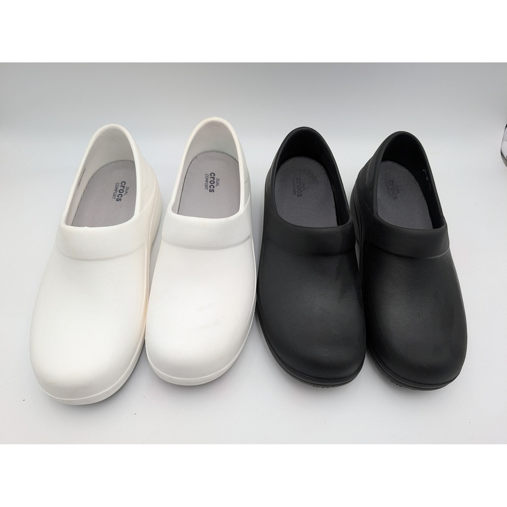 Crocs Womens Dual Crocs Comfort Clogs Size 10 Slip Resistant Black White Lot